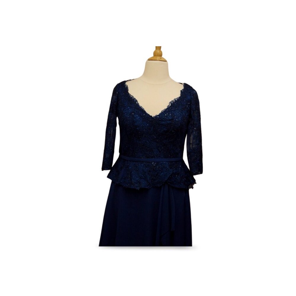 Sapphire Beaded Peplum Chiffon Mother of Bride/Groom Evening Gown MGNY 72720 - Picture 13 of 13